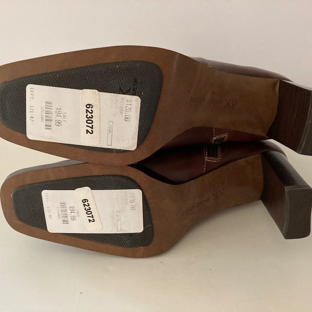 Anne Klein Brown Leather Ankle Boots/3